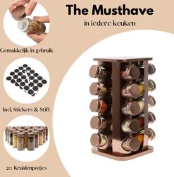 Pazzo Goods - Kruidenrek Staand - Kruidenrek Met Potjes - Rose Goud - RVS - Kruidenrek Draaibaar - 20 Kruidenpotjes - Inclusief Stickers & Stift - Kruiden Carrousel 21 Pazzo Goods - Kruidenrek Staand - Kruidenrek Met Potjes - Rose Goud - RVS - Kruidenrek Draaibaar - 20 Kruidenpotjes - Inclusief Stickers & Stift - Kruiden Carrousel -Mepal shop 1174x1200 4