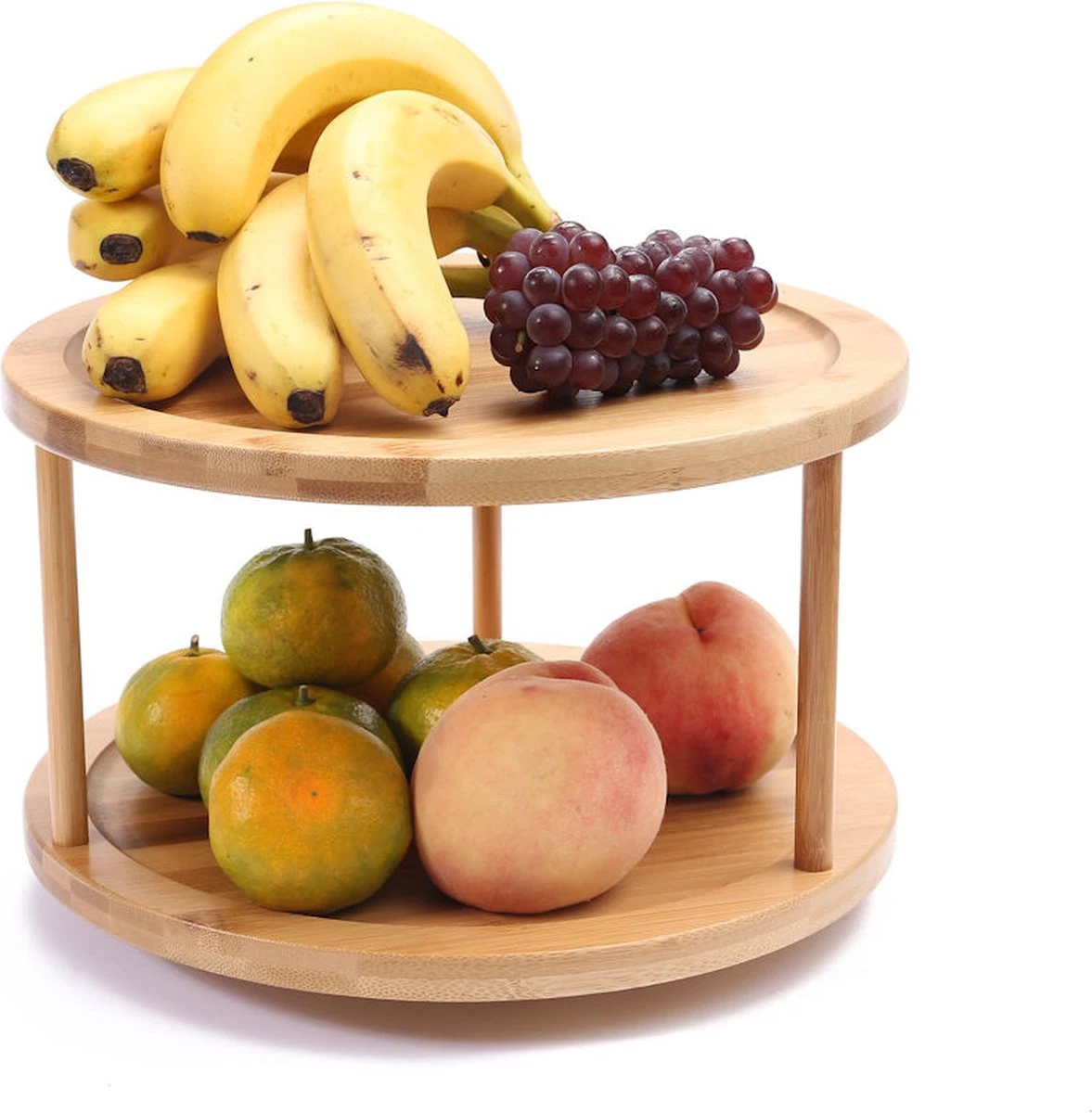 Merkloos Decopatent® Kruidenrek / Fruitschaal Bamboe - Rond - Kruiden Carrousel - Draaibaar - Staand Bamboe Specerijenrek Draaiplateau - Fruitrek 4 Merkloos Decopatent® Kruidenrek / Fruitschaal Bamboe - Rond - Kruiden Carrousel - Draaibaar - Staand Bamboe Specerijenrek Draaiplateau - Fruitrek - Afbeelding 2