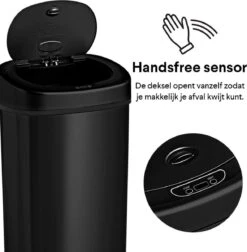 Homra FONIX Sensor Prullenbak Zwart 50 Liter - Automatische Soft Close Deksel - 50L - Zwarte Afvalemmer - Infrarood Sensor - Vuilnisbak Met Elektrische Deksel - Sensorbediening - Vingerafdrukvrij - Vuilafstotend - Zwarte Keuken En Kantoor Vuilbak -Mepal shop 1178x1200 3