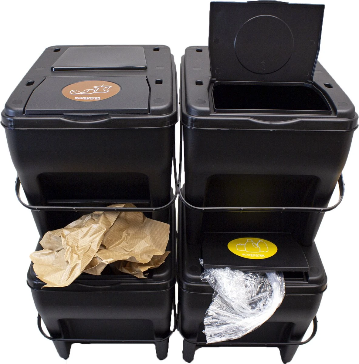 Afvalscheidingsbakken - Stapelbaar - Recycle Afvalbak - 4 Stuks - 4 X 25 Liter 4 Afvalscheidingsbakken - Stapelbaar - Recycle Afvalbak - 4 Stuks - 4 X 25 Liter - Afbeelding 2