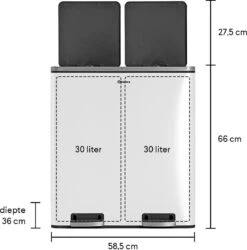 Afvalscheidingsprullenbak 2 Vakken Wit – 60 L (2x30 Liter) Pedaalemmer Homra QUICKX – Design Duo Afvalemmer RVS - Afval Scheiden - Recycle Afvalbak - Hygiënisch Pedaal - Dubbele Vuilnisbak - Keuken Vuilbak - Kantoor Prullenbak 24 Afvalscheidingsprullenbak 2 Vakken Wit – 60 L (2x30 Liter) Pedaalemmer Homra QUICKX – Design Duo Afvalemmer RVS - Afval Scheiden - Recycle Afvalbak - Hygiënisch Pedaal - Dubbele Vuilnisbak - Keuken Vuilbak - Kantoor Prullenbak -Mepal shop 1184x1200 5