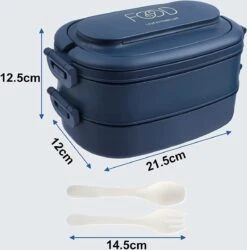 OITUGG Lunchbox Volwassenen: 2-laags Bento Box 1550 Ml Voor Mannen Vrouw - 3-vaks Lunchbox Met Bestek - BPA-vrije Plastic Lunchbox Geschikt Voor Kantoorschool - Magnetronbestendig Vaatwasmachinebestendig (blauw) -Mepal shop 1184x1200 8