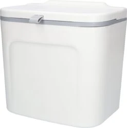 7L Prullenbak – Hangen Of Staan – Aanrecht Afvalbakje – GFT Afvalbakje – Wit - Goed Sluitende Deksel - Geen Geur En Fruitvliegen - Afvalscheiding