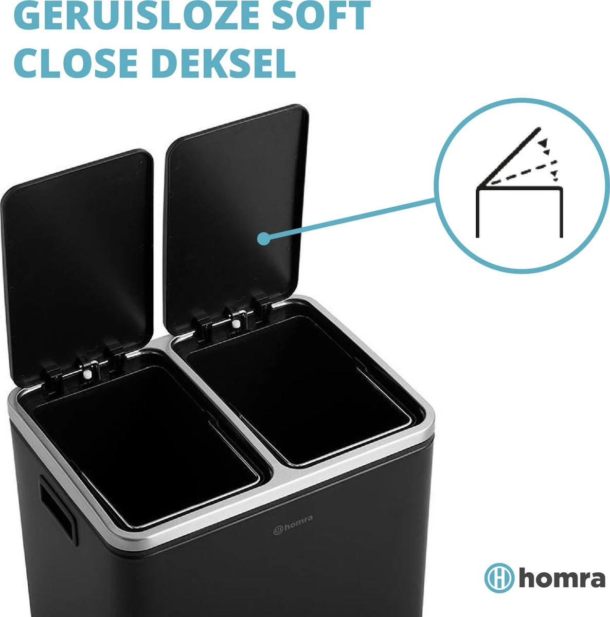 Homra BLINQ Afvalscheiding Prullenbak Met 2 Vakken - 2 X 15 L Inhoud - Duo Pedaalemmer Zwart - Afvalemmer 30 Liter - Recycle Afvalbak - Zwarte Afvalscheidingsprullenbak - Hygiënisch Afval Scheiden - Keuken Vuilbak - Kantoor 9 Homra BLINQ Afvalscheiding Prullenbak Met 2 Vakken - 2 X 15 L Inhoud - Duo Pedaalemmer Zwart - Afvalemmer 30 Liter - Recycle Afvalbak - Zwarte Afvalscheidingsprullenbak - Hygiënisch Afval Scheiden - Keuken Vuilbak - Kantoor - Afbeelding 7