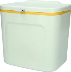 7L Prullenbak – Hangen Of Staan – Aanrecht Afvalbakje – GFT Afvalbakje – Licht Groen - Goed Sluitende Deksel - Geen Geur En Fruitvliegen - Afvalscheiding