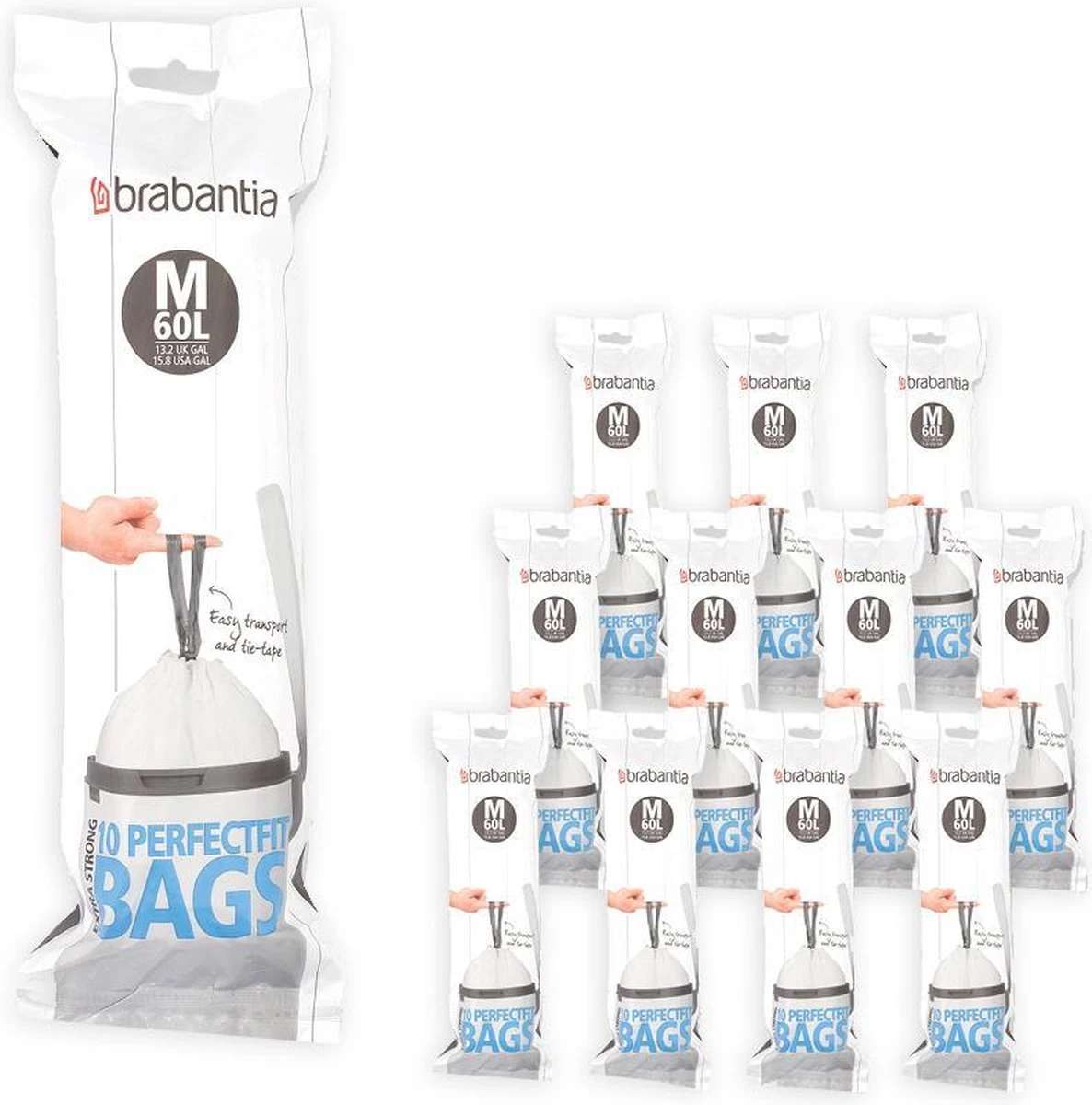 Brabantia PerfectFit Vuilniszakken - 60 L - Code M - 12 Rollen X 10 Stuks 3 Brabantia PerfectFit Vuilniszakken - 60 L - Code M - 12 Rollen X 10 Stuks