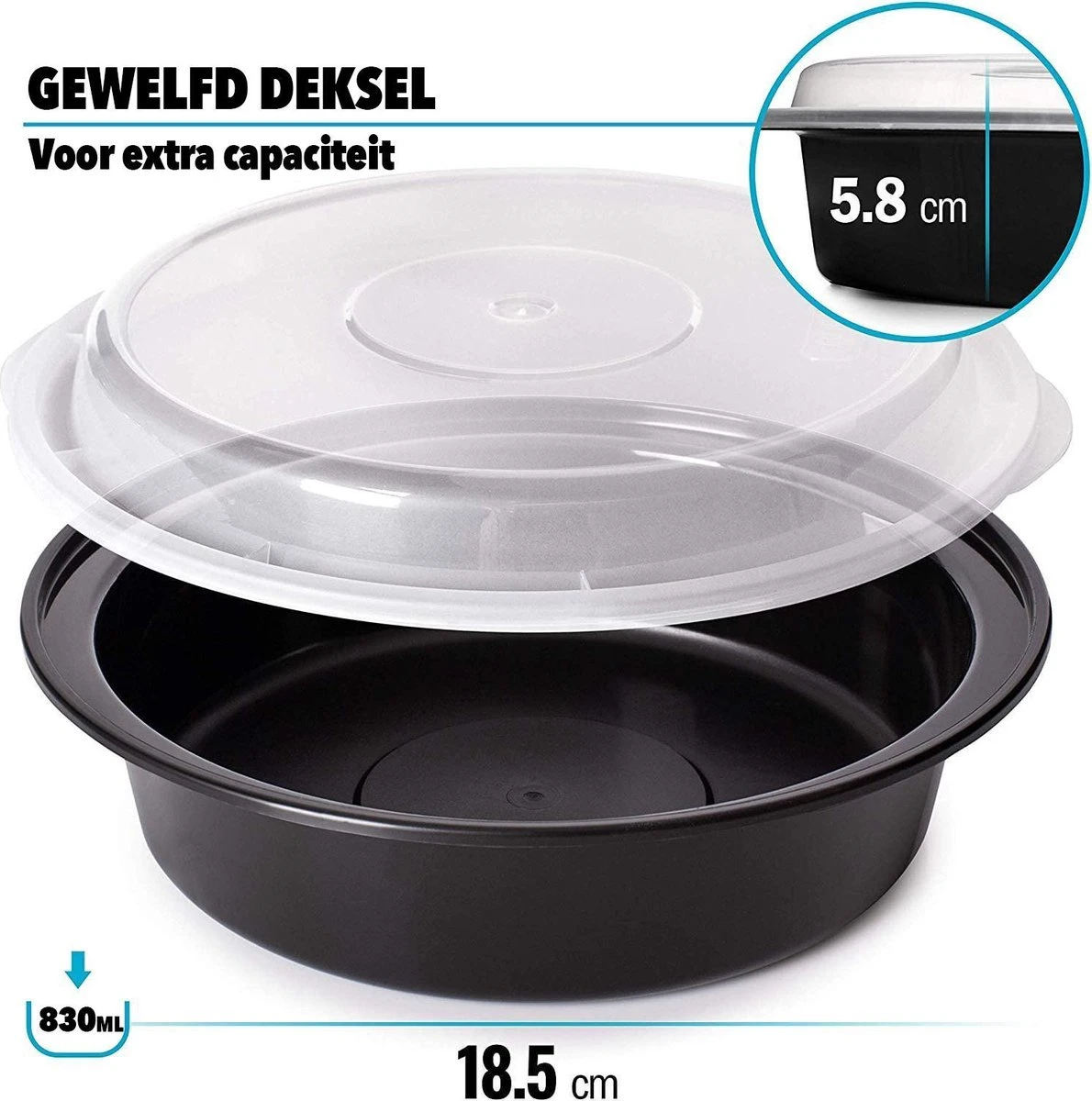 Ronde Meal Prep Bakjes - 10 Stuks - Herbruikbaar - Mealprep Containers Met Deksels - Lek Vrij - Saladebakjes - Vershoudbakje - BPA Vrij - Magnetronbakje - Diepvriesbakje - Koelkastbakje - Pokebowl - 850 ML - Zwart 5 Ronde Meal Prep Bakjes - 10 Stuks - Herbruikbaar - Mealprep Containers Met Deksels - Lek Vrij - Saladebakjes - Vershoudbakje - BPA Vrij - Magnetronbakje - Diepvriesbakje - Koelkastbakje - Pokebowl - 850 ML - Zwart - Afbeelding 3