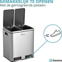 Homra BLINQ Afvalscheiding Prullenbak Met 2 Vakken - 2 X 15 L Vuilnisbak - RVS Duo Pedaalemmer - 2-vaks Afvalemmer 30 Liter - Hygiënisch Afval Scheiden - Keuken Vuilbak - Pedaal Afvalbak - Soft Close Deksel - Recycle Afvalbak -Mepal shop 1193x1200 1