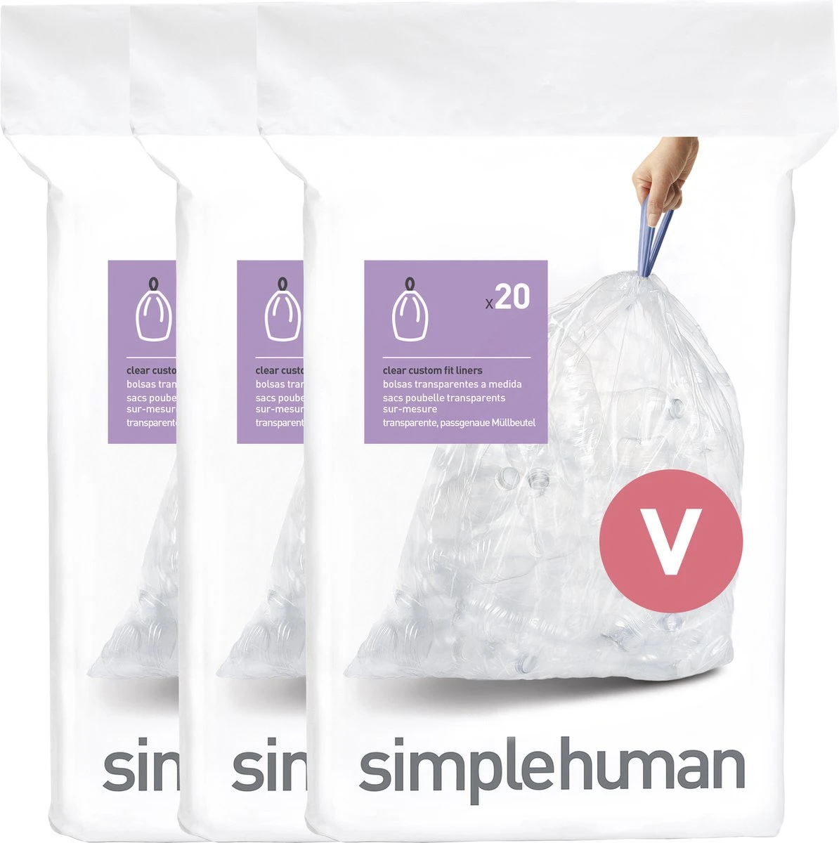 Simplehuman Afvalzakken 16-18 Liter Code V Transparant - 60 Stuks 7 Simplehuman Afvalzakken 16-18 Liter Code V Transparant - 60 Stuks - Afbeelding 5