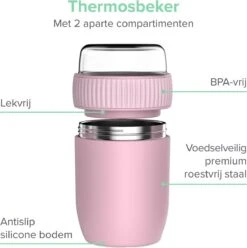 Coninx Thermos Lunchbox - Muesli Beker To Go - Isoleer Lunchpot - Yoghurtbeker To Go - Mueslibeker 840ml (600ml+240ml) - RVS / Roze 20 Coninx Thermos Lunchbox - Muesli Beker To Go - Isoleer Lunchpot - Yoghurtbeker To Go - Mueslibeker 840ml (600ml+240ml) - RVS / Roze -Mepal shop 1195x1200 12
