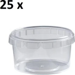 25 X Plastic Bakjes Rond ø95mm 280 Ml | Transparant Met Deksel