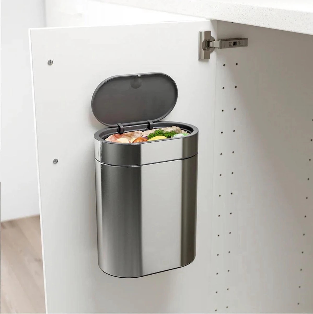 Ophangbare Prullenbak RVS- Klein Formaat - 4L - Badkamer - Wc - Keuken - Kantoor Prullenbak - RVS 3 Ophangbare Prullenbak RVS- Klein Formaat - 4L - Badkamer - Wc - Keuken - Kantoor Prullenbak - RVS