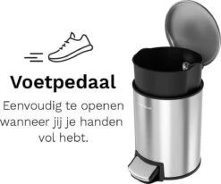 Pedaalemmer - 12 Liter - RVS - Afvalemmer StangVollby Docksta - Toilet - Badkamer - Kantoor - Klein - Soft Close Deksel - Chique Design - RVS Pedaal Prullenbak - Afvalzak Inkeping - Vuilnisbak Badkamer -Mepal shop 1200x1002 1