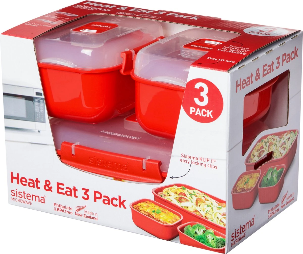 Sistema Microwave Magnetronbak - 3-Delige Set - Heat 'n Eat - Stapelbaar 4 Sistema Microwave Magnetronbak - 3-Delige Set - Heat 'n Eat - Stapelbaar - Afbeelding 2