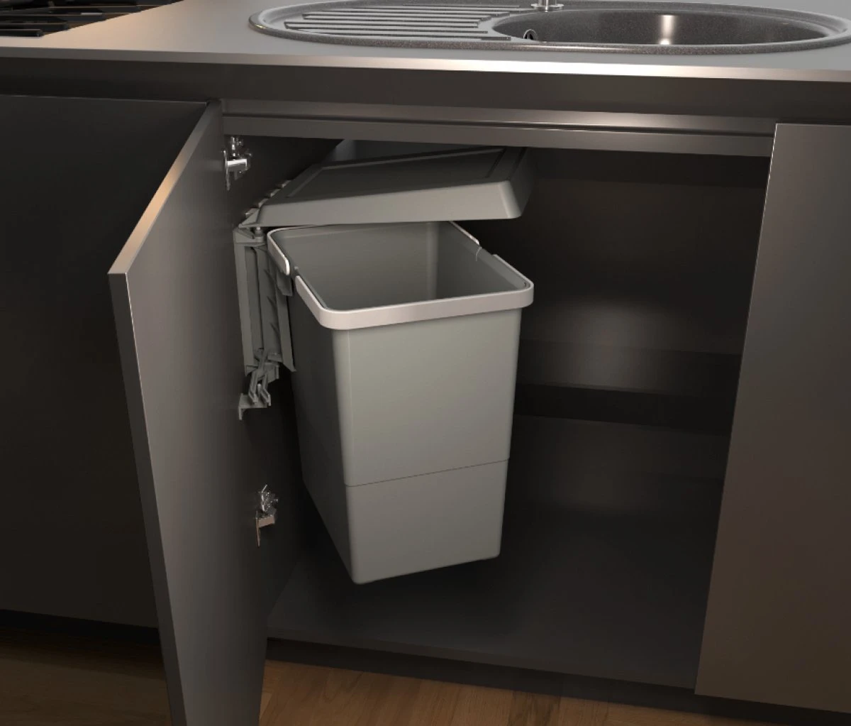 Eleganca Afvalbak 24 Liter – Inbouw Prullenbak – Inbouw Afvalemmer 24L – Uittrekbare Prullenbak – Afvalemmer Keuken – Hygiënisch – Ruimtebesparend Vuilnisbak – Uitdraaiende Prullenbak Deur – Antraciet – B34.1xD26xH46.6cm 3 Eleganca Afvalbak 24 Liter – Inbouw Prullenbak – Inbouw Afvalemmer 24L – Uittrekbare Prullenbak – Afvalemmer Keuken – Hygiënisch – Ruimtebesparend Vuilnisbak – Uitdraaiende Prullenbak Deur – Antraciet – B34.1xD26xH46.6cm