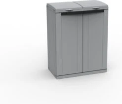 Terry Afval Opbergkast Ecoline 2 - Prullenbak - 220 Liter Inhoud (2 X 110) - Met Deksels - Grijs -Mepal shop 1200x1027 2