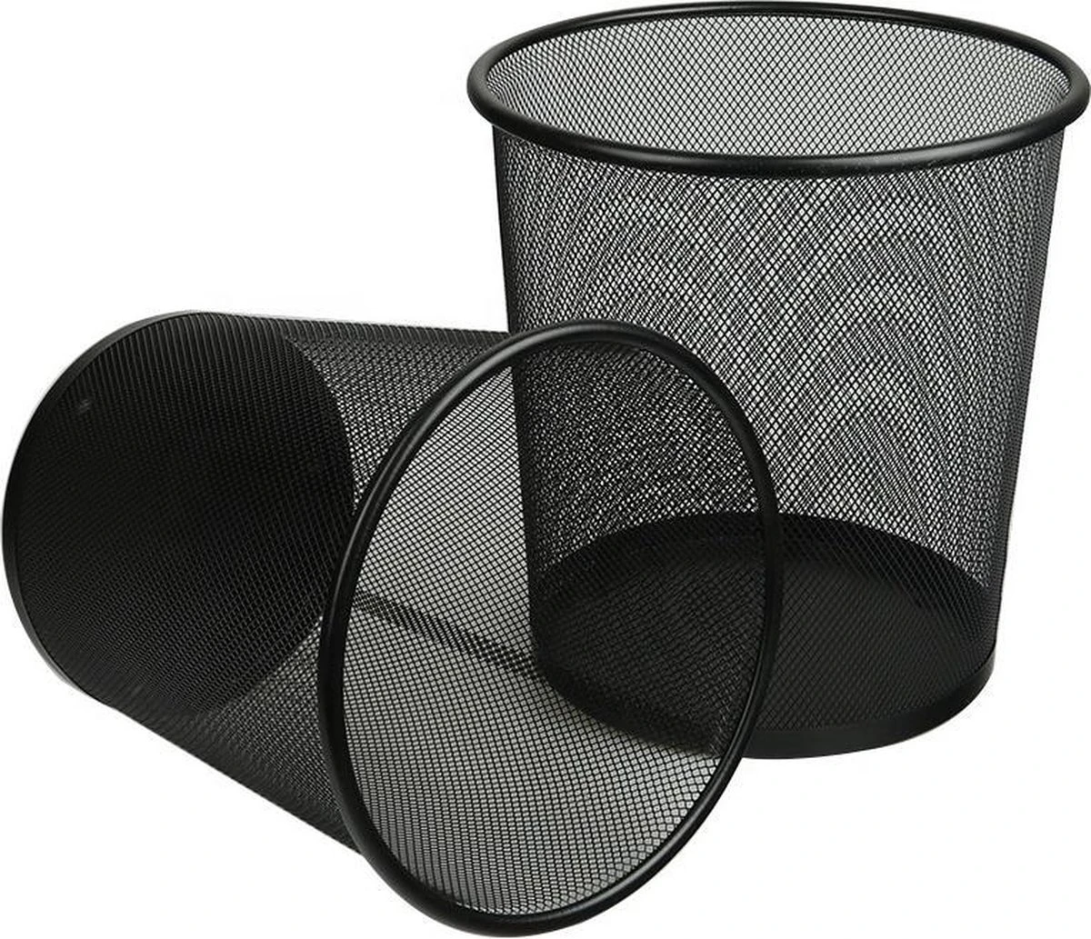 Merkloos Prullenbak - Afvalemmer - Papierbak - Rond - Metaal - Zwart 4 Merkloos Prullenbak - Afvalemmer - Papierbak - Rond - Metaal - Zwart - Afbeelding 2