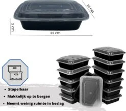 Meal Prep Bakjes - 7 Stuks - 1 Compartiment - Lunchbox - Diepvriesbakjes - Vershoudbakjes - Plastic Bakjes Met Deksel - Magnetron Bakjes Met Deksel - Meal Prep - Vershouddoos - 1L - BPA Vrij -Mepal shop 1200x1055 1