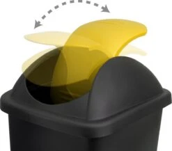 Deuba Vuilnisbak Met Klapdeksel – 60Liter Kunststof – Zwart Geel -Mepal shop 1200x1056