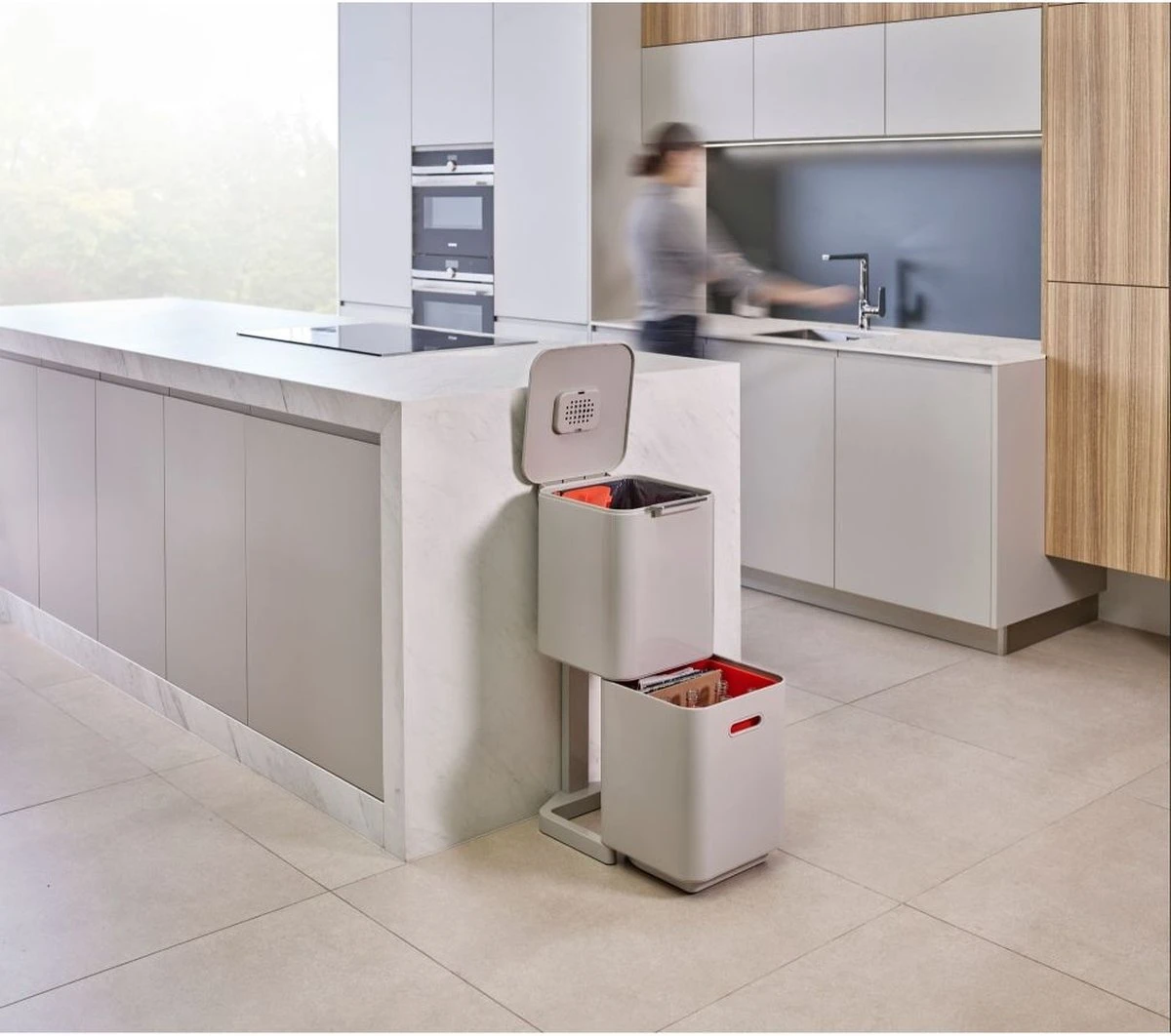 Joseph Joseph Intelligent Waste Prullenbak Totem 2.0 Compact Recycler - 40 L - Stone 10 Joseph Joseph Intelligent Waste Prullenbak Totem 2.0 Compact Recycler - 40 L - Stone - Afbeelding 8