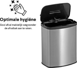 Prullenbak Met Sensor - 8 Liter - RVS - Toilet Afvalemmer - Badkamer Afvalbak Homra IXXA - Vuilnisbak - 8L - Vingerafdrukvrij RVS - Hygiënisch - Automatische Softclose Deksel - Automatische Deksel - Sensor Vuilbak -Mepal shop 1200x1066 4
