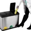 Songmics Metalen Trio Prullenbak - 3x 15 L Vakken Afval Scheiden - Afvalscheiding Pedaalemmer - Keuken Trash Can - 45 Liter -Mepal shop 1200x1068 3