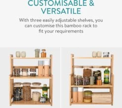 Navaris Keukenrek Met 3 Planken - Verstelbaar Kruidenrek Van Bamboe - Staand - Stevige Constructie - Natuurlijk Bamboehout - Waterafstotend -Mepal shop 1200x1068 5