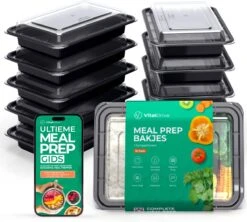 VitalDrive Meal Prep Bakjes - Magnetron Bakjes Met Deksel - Vershoudbakjes Set - Plastic Bakjes - 10 Stuks