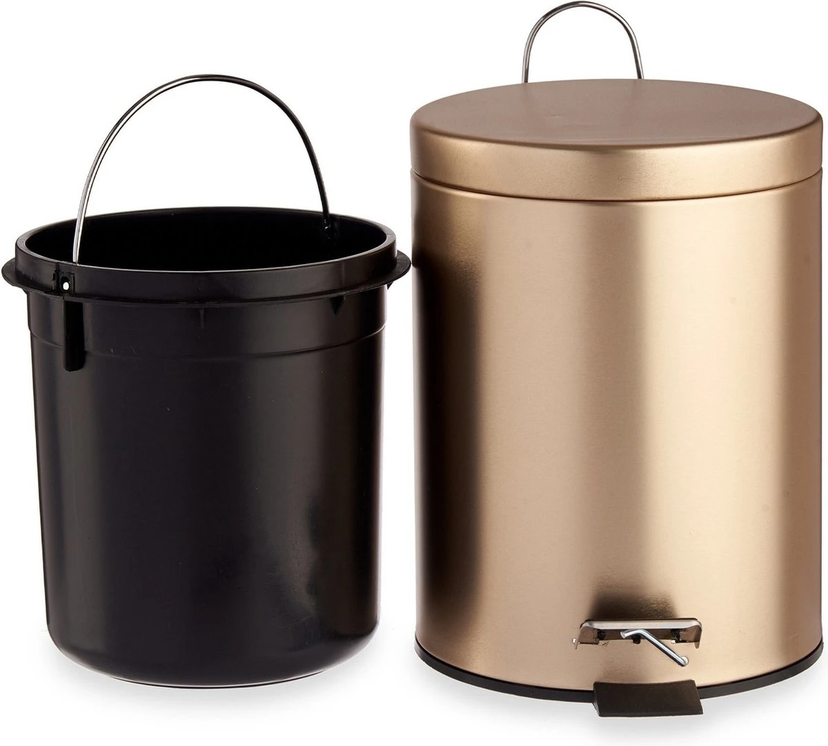 Berilo Pedaalemmer - Goudkleurig - Metaal - 3 Liter - Prullenbak - Pedaal - L22 X H28 Cm 4 Berilo Pedaalemmer - Goudkleurig - Metaal - 3 Liter - Prullenbak - Pedaal - L22 X H28 Cm - Afbeelding 2