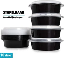 Ronde Meal Prep Bakjes - 10 Stuks - Herbruikbaar - Mealprep Containers Met Deksels - Lek Vrij - Saladebakjes - Vershoudbakje - BPA Vrij - Magnetronbakje - Diepvriesbakje - Koelkastbakje - Pokebowl - 850 ML - Zwart 16 Ronde Meal Prep Bakjes - 10 Stuks - Herbruikbaar - Mealprep Containers Met Deksels - Lek Vrij - Saladebakjes - Vershoudbakje - BPA Vrij - Magnetronbakje - Diepvriesbakje - Koelkastbakje - Pokebowl - 850 ML - Zwart -Mepal shop 1200x1087 3