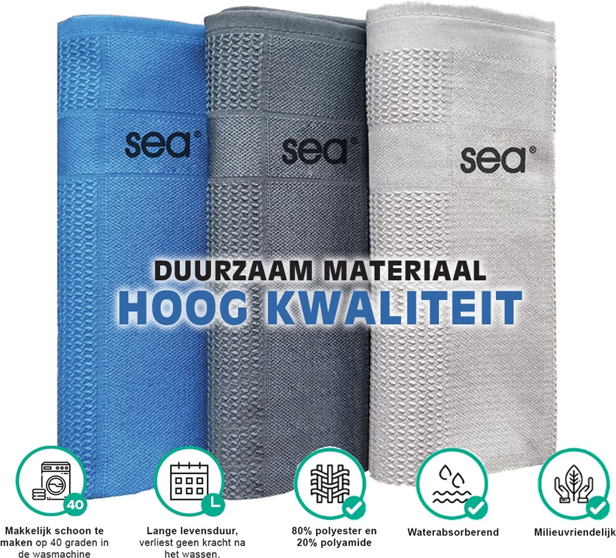 SEA Microvezeldoekjes | 3 SETS | Schoonmaakdoeken | Duurzaam | Microvezel Doek Auto | Reinigingsdoekjes | Microvezeldoeken | Schoonmaakdoekjes | Raamdoeken | 60x40cm | 3x3 Stuks 5 SEA Microvezeldoekjes | 3 SETS | Schoonmaakdoeken | Duurzaam | Microvezel Doek Auto | Reinigingsdoekjes | Microvezeldoeken | Schoonmaakdoekjes | Raamdoeken | 60x40cm | 3x3 Stuks - Afbeelding 3