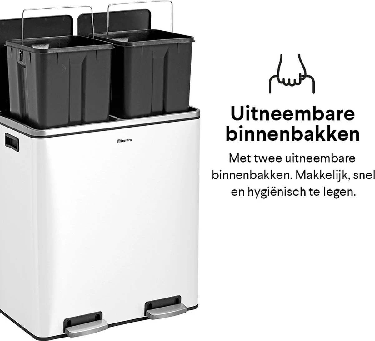 Afvalscheidingsprullenbak 2 Vakken Wit – 60 L (2x30 Liter) Pedaalemmer Homra QUICKX – Design Duo Afvalemmer RVS - Afval Scheiden - Recycle Afvalbak - Hygiënisch Pedaal - Dubbele Vuilnisbak - Keuken Vuilbak - Kantoor Prullenbak 14 Afvalscheidingsprullenbak 2 Vakken Wit – 60 L (2x30 Liter) Pedaalemmer Homra QUICKX – Design Duo Afvalemmer RVS - Afval Scheiden - Recycle Afvalbak - Hygiënisch Pedaal - Dubbele Vuilnisbak - Keuken Vuilbak - Kantoor Prullenbak - Afbeelding 12