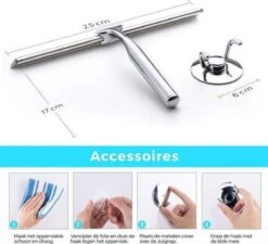 Merkloos Luxe Douchewisser 25 Cm - Aluminium - Inclusief Ophangsysteem - Trekker - Badkamer Accessoires - Raamwisser - Roestvrij Staal -Mepal shop 1200x1093