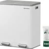 Songmics - Prullenbak - 60 Liter Inhoud (2x30) - Met 2 Gescheiden Bakken - RVS - Wit 2 Songmics - Prullenbak - 60 Liter Inhoud (2x30) - Met 2 Gescheiden Bakken - RVS - Wit -Mepal shop 1200x1093 4
