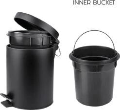 Differnz Pedaalemmer Mat Zwart – Prullenbak Badkamer – Afvalbakje – 5 Liter 15 Differnz Pedaalemmer Mat Zwart – Prullenbak Badkamer – Afvalbakje – 5 Liter -Mepal shop 1200x1094 2