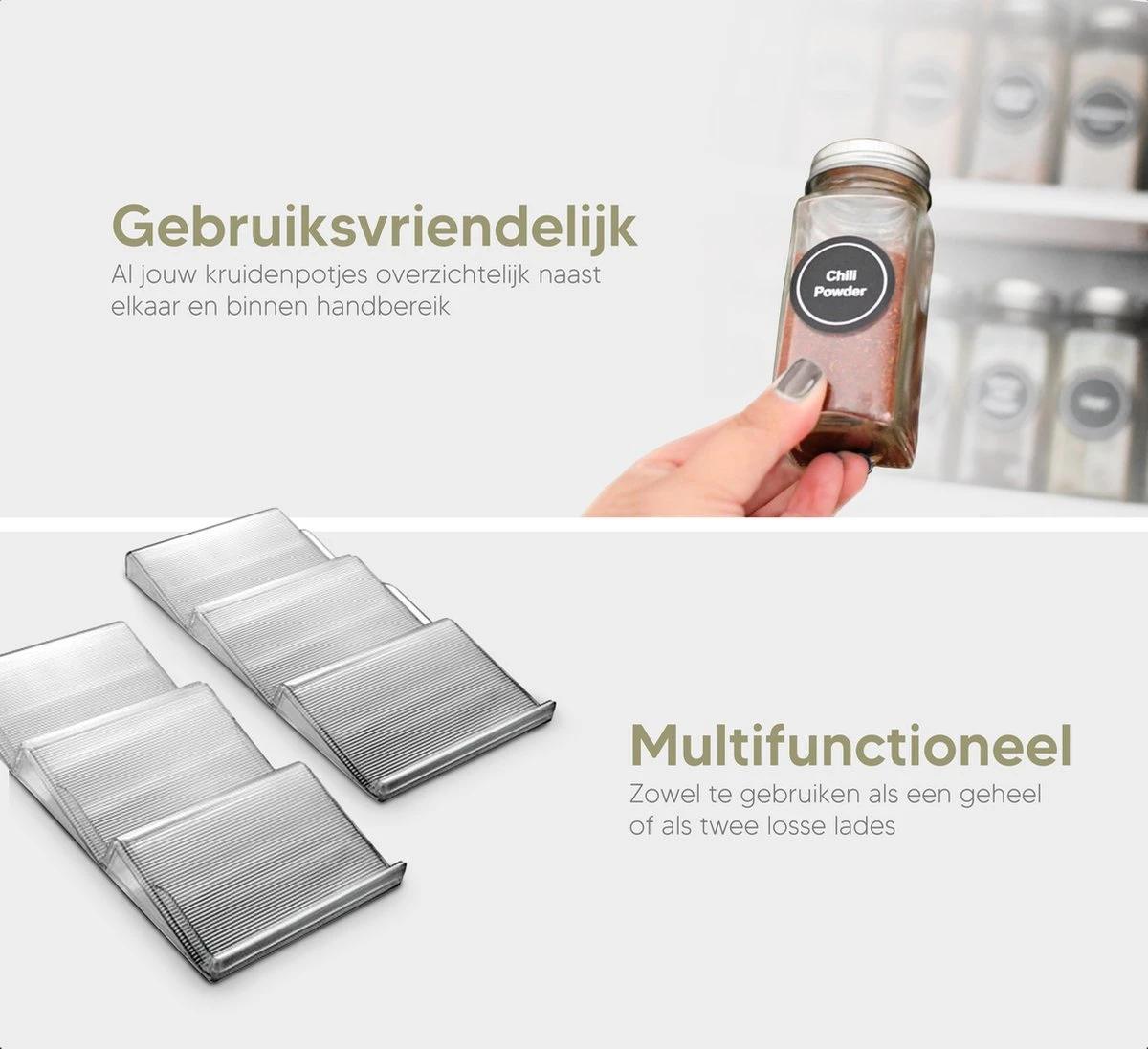 Johannes & Co - 2 Set Kruidenrek Voor Lade - Keuken Organizer - Kruiden Organizer 5 Johannes & Co - 2 Set Kruidenrek Voor Lade - Keuken Organizer - Kruiden Organizer - Afbeelding 3