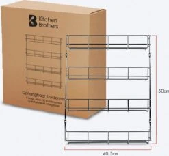 KitchenBrothers Ophangbaar Kruidenrek Voor 32 Kruidenpotjes - Spice Rack – Keuken Rek - Kruiden Organizer - Specerijen Opbergen - 4 Laags - 40 X 6.3 X 50 Cm - RVS -Mepal shop 1200x1105 4