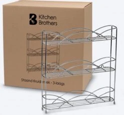 KitchenBrothers Kruidenrek - Staand - Voor 21 Potjes - 3 Laags - Chroom -Mepal shop 1200x1106 6