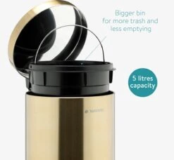 Navaris Badkamer Pedaalemmer 5 Liter - Badkamerprullenbak Met Deksel En Uitneembare Emmer Voor Badkamer, Toilet, Keuken - Metallic Goudkleurig 11 Navaris Badkamer Pedaalemmer 5 Liter - Badkamerprullenbak Met Deksel En Uitneembare Emmer Voor Badkamer, Toilet, Keuken - Metallic Goudkleurig -Mepal shop 1200x1108