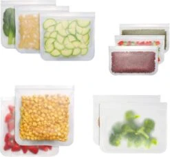 Siliconen Vershoudzakken | Diepvrieszakken | Set Van 10 | Duurzaam | Herbruikbaar Boterhamzakje | Mealprep