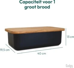 Gadgy Broodtrommel Met Bamboe Deksel – Brooddoos Met Snijplank - 36x19.5x11.5 Cm- Zwart -Mepal shop 1200x1111 7
