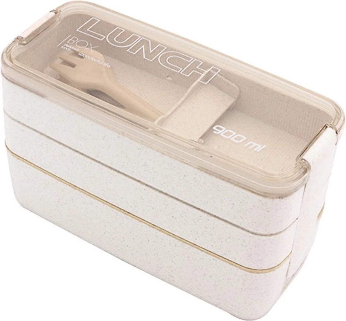 Lunchbox - Meal Prep Bakjes - Lunch Box Met Deksel - Meal Prep – Bento Box - Lunchtrommel Met Bestek Beige 3 Lunchbox - Meal Prep Bakjes - Lunch Box Met Deksel - Meal Prep – Bento Box - Lunchtrommel Met Bestek Beige