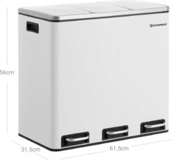 Hoppa! Keukenafvalbak, Afvalscheidingssysteem, 3 X 18L, 3 Vakken Pedaalemmer, Afvalbak, Softclose, Met Voetpedalen, Kunststof Binnenemmers En Handgrepen, Wit -Mepal shop 1200x1115 3