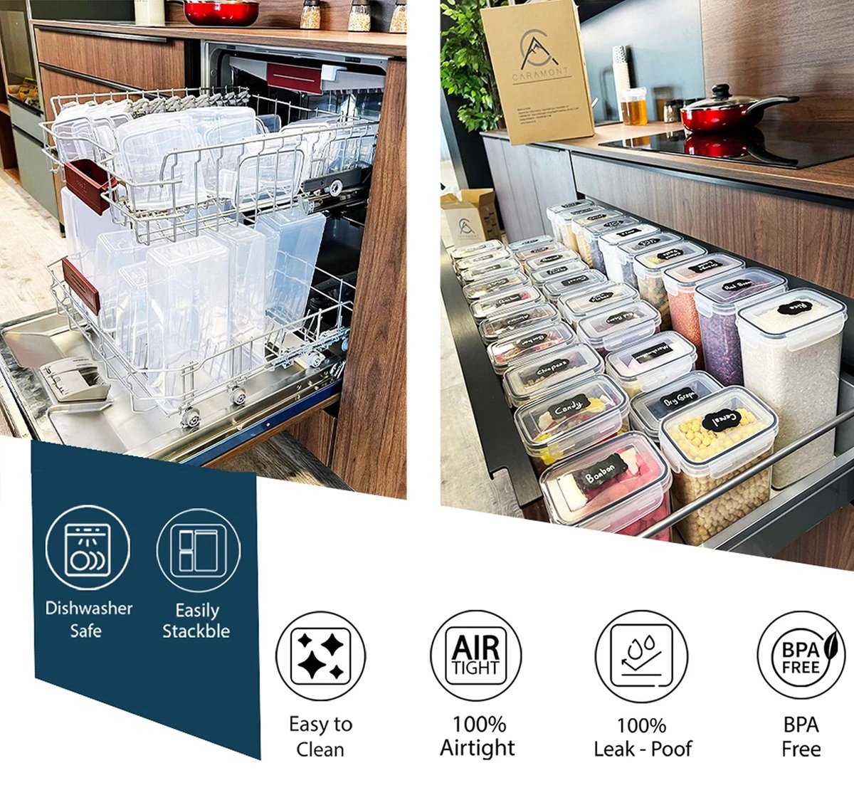 Empyrea Set Van 24 Luchtdichte Vershouddozen, Voorraad Bussen Opslag En Organisatie, Keuken En Voedselcontainer, Voorraadpotten Van Kunststof, BPA-vrij, 72 Etiketten, 3 Markers En 8 Lepels Meegeleverd | Keuken Organizer Voorraadcontainers 6 Empyrea Set Van 24 Luchtdichte Vershouddozen, Voorraad Bussen Opslag En Organisatie, Keuken En Voedselcontainer, Voorraadpotten Van Kunststof, BPA-vrij, 72 Etiketten, 3 Markers En 8 Lepels Meegeleverd | Keuken Organizer Voorraadcontainers - Afbeelding 4