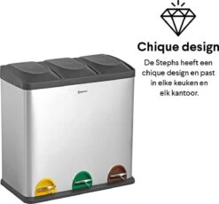 Homra STEPHS Afvalscheiding Prullenbak Met 3 Vakken - 3 X 20L Inhoud - Trio Pedaalemmer - 60 Liter - Vingerafdrukvrij - Vuilafstotend - Anti-slip - Hoogwaardig RVS - Duurzaam ABS Kunststof - RVS - Hygiënisch Recyclen - Afvalscheidingsprullenbak -Mepal shop 1200x1118 1