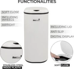 MaxxHome Prullenbak Met Sensor - 30L - Soft Close Deksel - RVS - Design Afvalemmer - Hygiënisch - Vingerafdruk Bestendig - Vuilnisbak Met Elektrische Deksel - Sensor Prullenbak - 30 Liter Vuilbak - 29 X 29 X 61,5 14 MaxxHome Prullenbak Met Sensor - 30L - Soft Close Deksel - RVS - Design Afvalemmer - Hygiënisch - Vingerafdruk Bestendig - Vuilnisbak Met Elektrische Deksel - Sensor Prullenbak - 30 Liter Vuilbak - 29 X 29 X 61,5 -Mepal shop 1200x1121 5