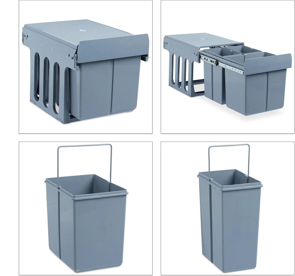 Relaxdays Inbouw Prullenbak Keuken - Uitschuifbare Vuilnissysteem - 3 Vakken - Grijs 10 Relaxdays Inbouw Prullenbak Keuken - Uitschuifbare Vuilnissysteem - 3 Vakken - Grijs - Afbeelding 8