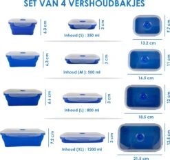 Hogar Vershoudbakjes - Meal Prep Bakjes - Diepvriesbakjes - Vershouddoos - Vershoudbakjes Set Met Deksel – Inklapbaar - 4 Stuks - Anti Lek Deksel - BPA Vrij Siliconen -Mepal shop 1200x1130 4
