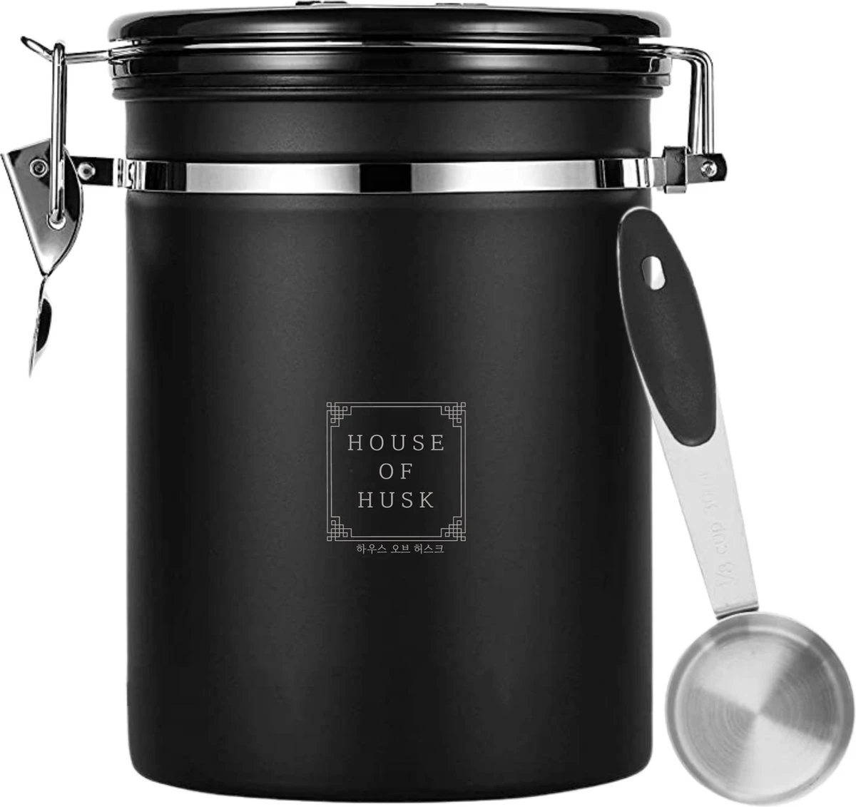 House Of Husk Koffieblik Met CO² Ventilatie - Bewaarblik - Voorraadbussen - Voorraadblik - RVS - Zwart - 1.5 Liter 3 House Of Husk Koffieblik Met CO² Ventilatie - Bewaarblik - Voorraadbussen - Voorraadblik - RVS - Zwart - 1.5 Liter