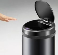 Monzana Prullenbak 56 Liter Inhoud - Met Sensor - RVS Zwart -Mepal shop 1200x1134 2